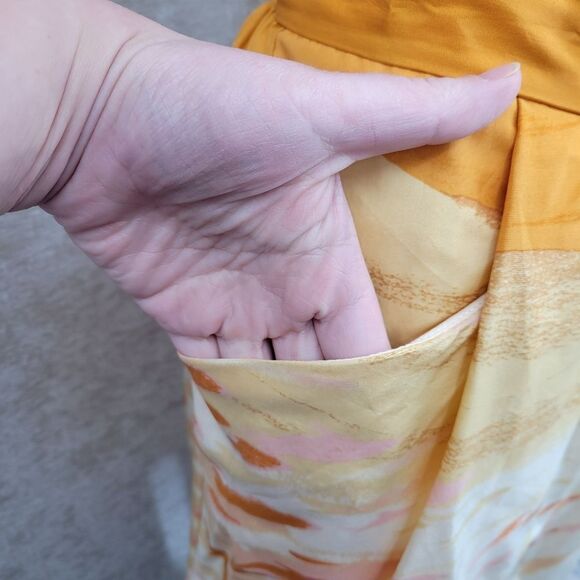 Anthroplogie We Love Vera Goldfish Bowl Silk Skirt With Pockets Women's Size 0 - Picture 3 of 10